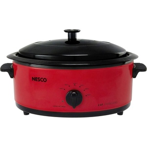 image:imageNESCO 481614 Electric Roaster Oven for Everyday Home Cooking White 6Quart Countertop Roaster with Porcelain Coated Steel CookwellRed