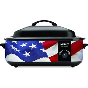 image:imageNESCO 481614 Electric Roaster Oven for Everyday Home Cooking White 6Quart Countertop Roaster with Porcelain Coated Steel CookwellRedWhiteBlue