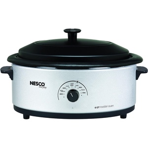 image:imageNESCO 481614 Electric Roaster Oven for Everyday Home Cooking White 6Quart Countertop Roaster with Porcelain Coated Steel CookwellSilverBlack