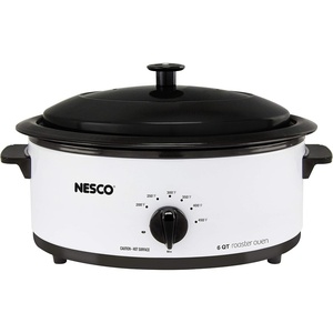 image:imageNESCO 481614 Electric Roaster Oven for Everyday Home Cooking White 6Quart Countertop Roaster with Porcelain Coated Steel CookwellWhite